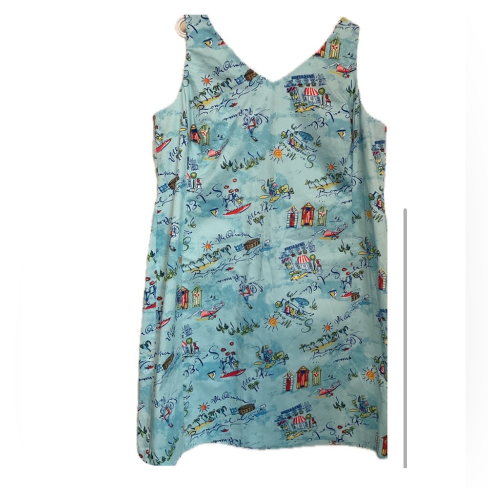 **JS Signature Sweet Blue Printed Mini Shift Dress with back Zipper.